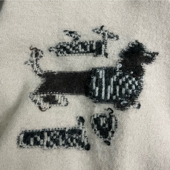 RARE MaxMara Weekend Alpaca wool Jumper Trés Bien Beige Jacquard Dog Sweater S - Picture 8 of 16